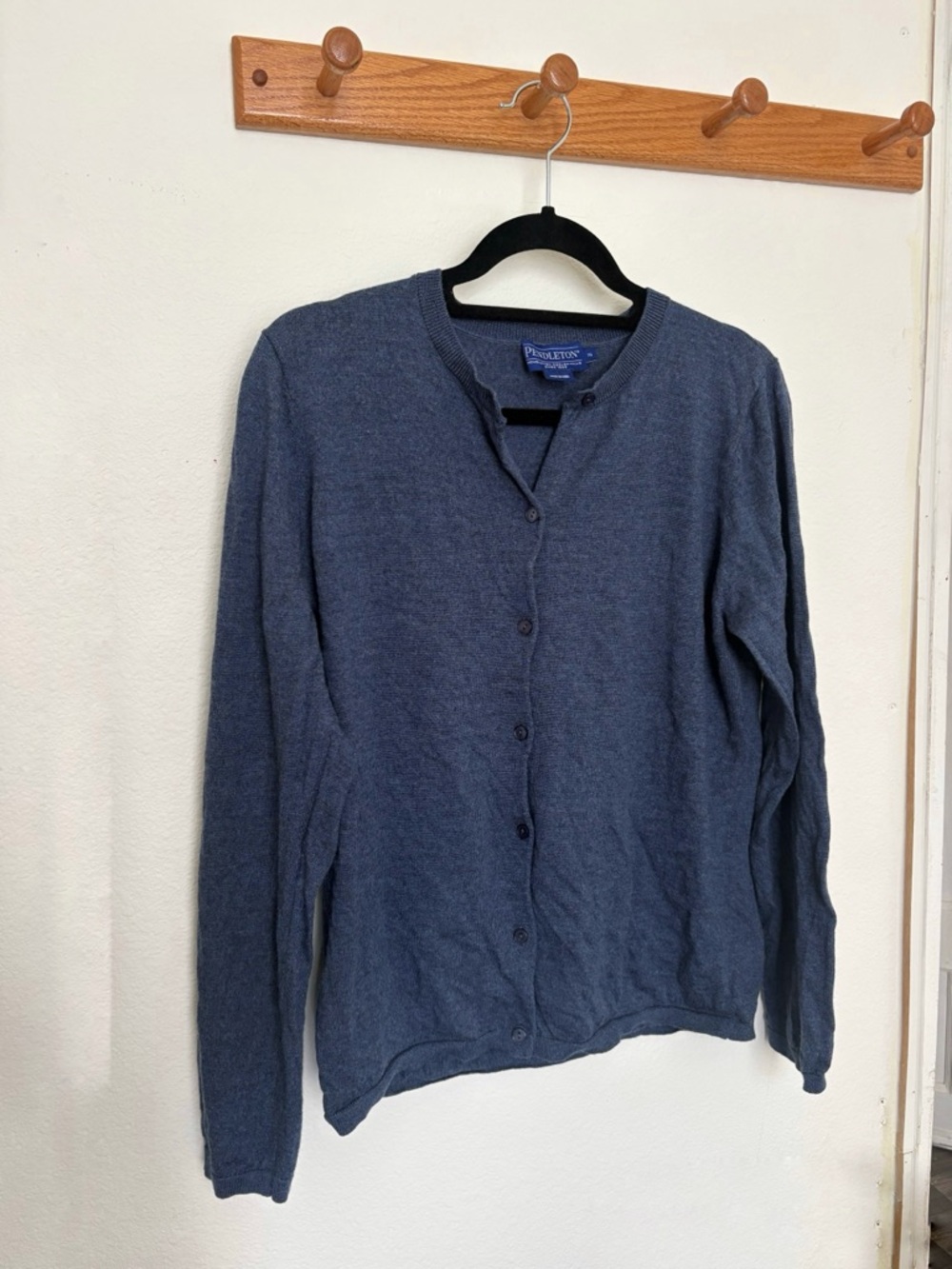 Pendleton Men’s Heathered Navy Button-Front Wool Cardigan